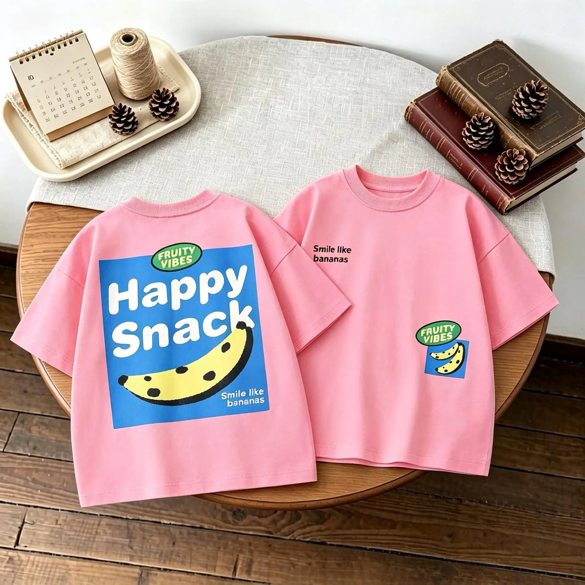 Camiseta de Manga Corta Infantil con Estampado Doble Cara