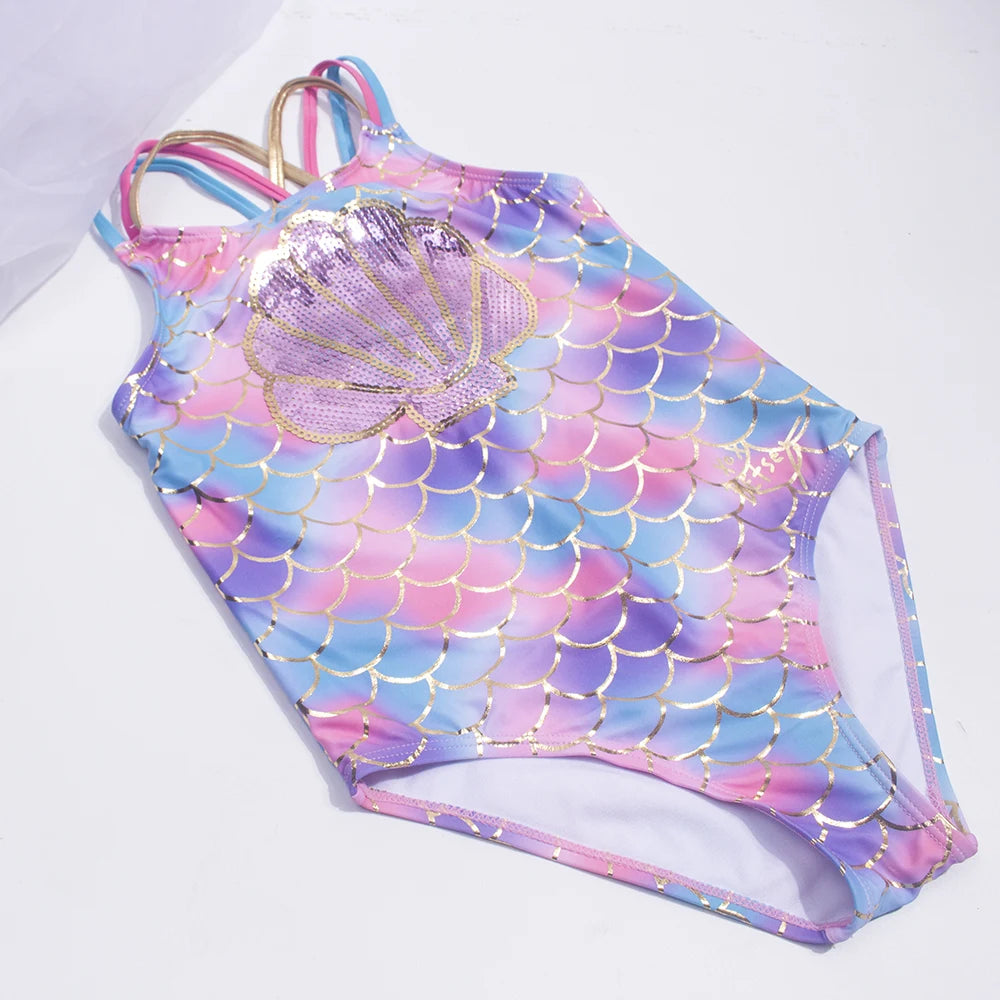 Traje de Baño Enterizo para Niña con Detalle de Concha