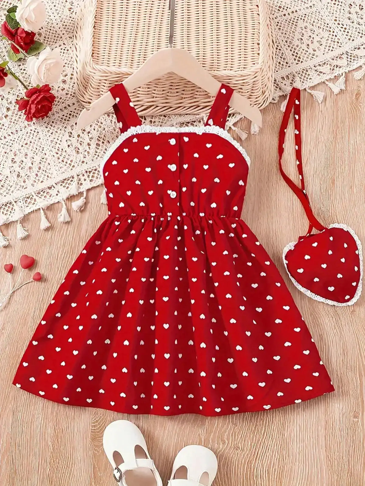 Vestido de verano para niña con corazones