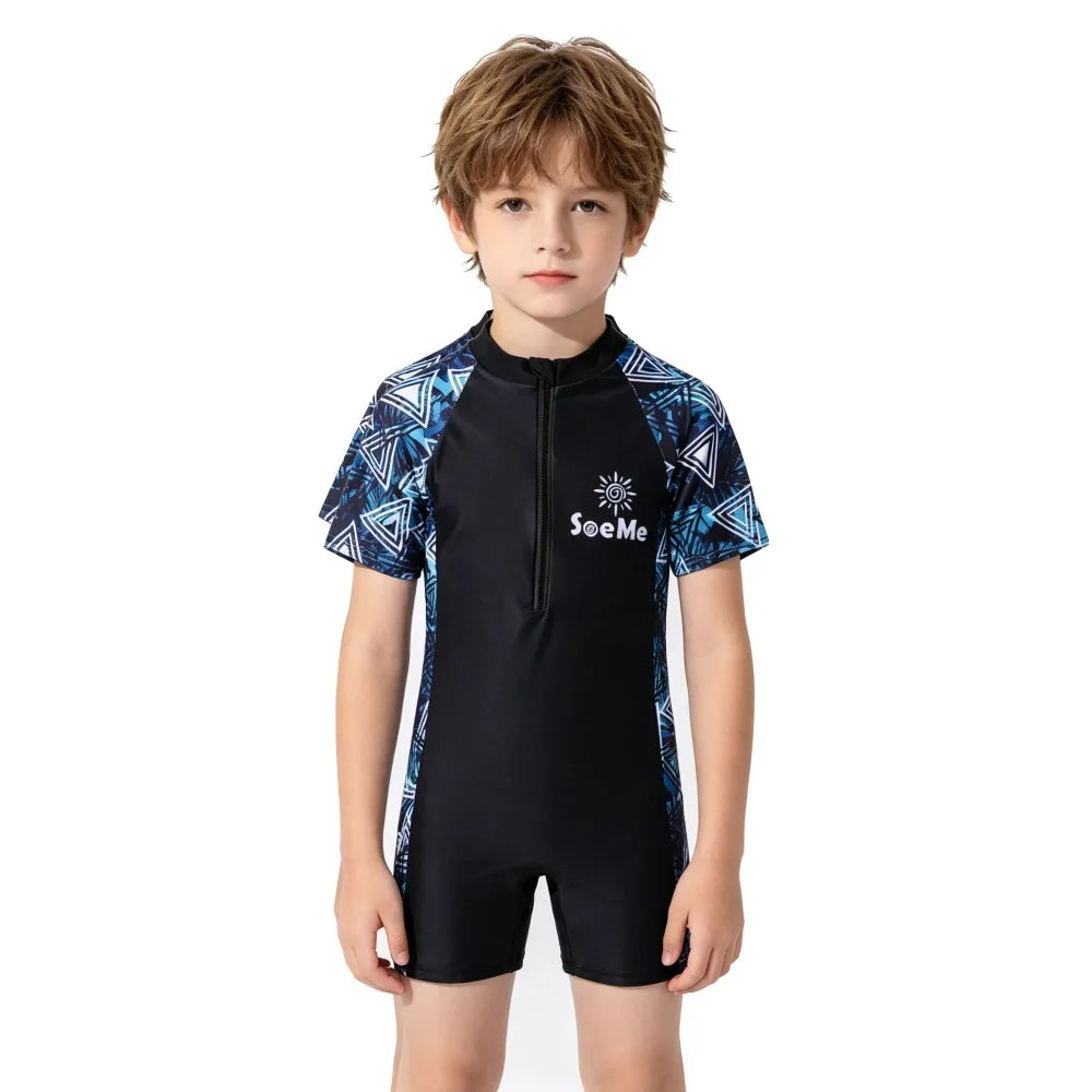 Traje de Baño Infantil con Estampado de Tiburón y Pingüino