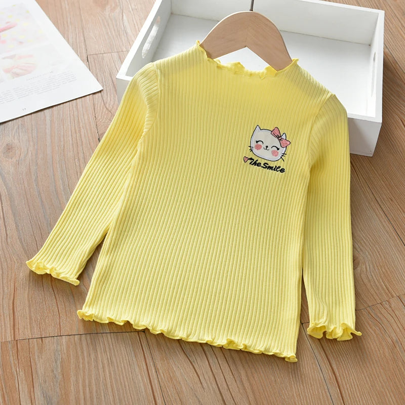 Camiseta Infantil de Algodón de Manga Larga para Niña