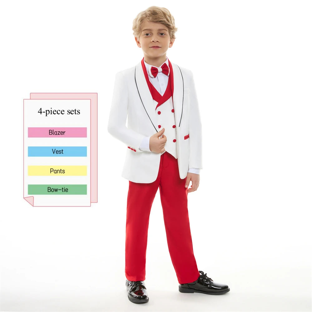 Traje Formal Infantil de Tres Piezas con Cuello de Terciopelo para Niño