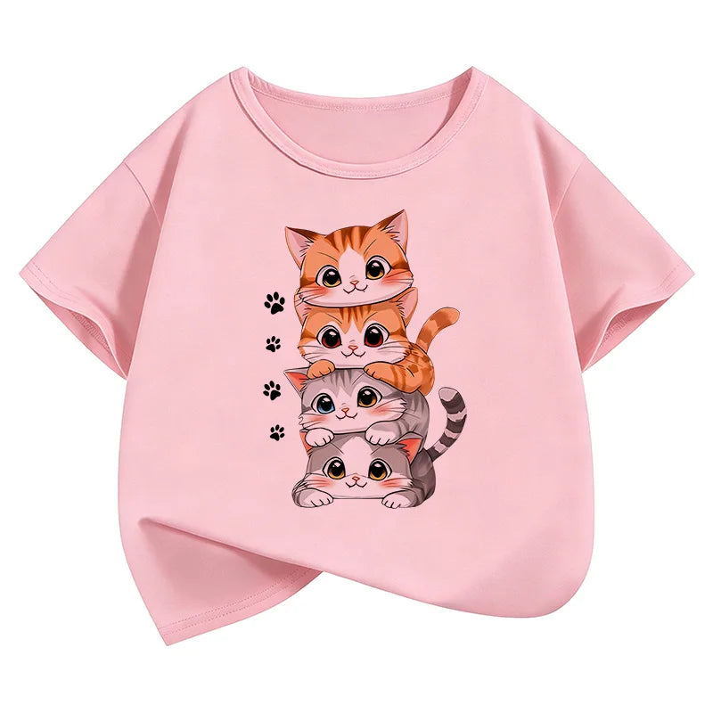 Camiseta Infantil con Estampado de Gatito