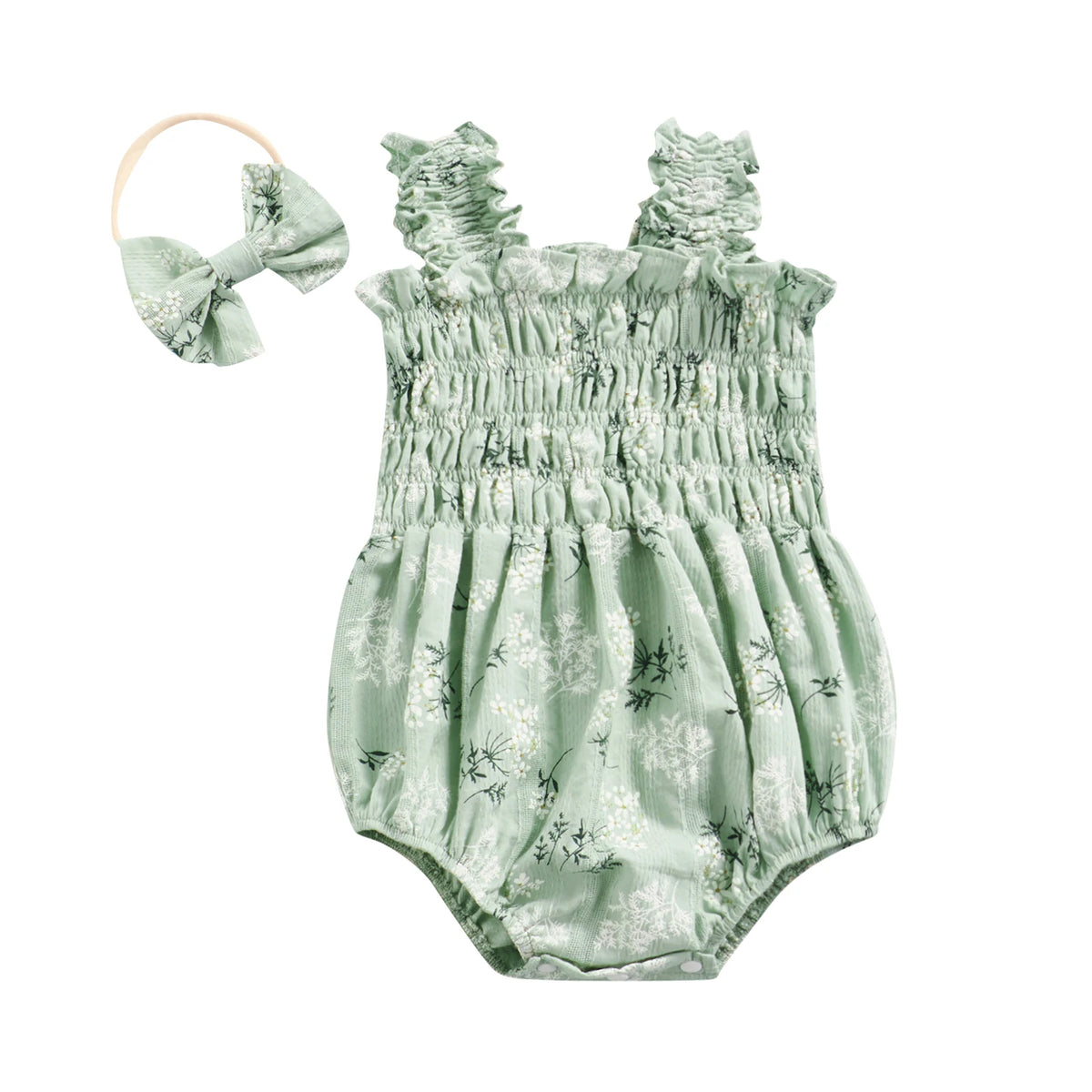 Conjunto de Verano para Bebé Niña con Body Floral y Diadema