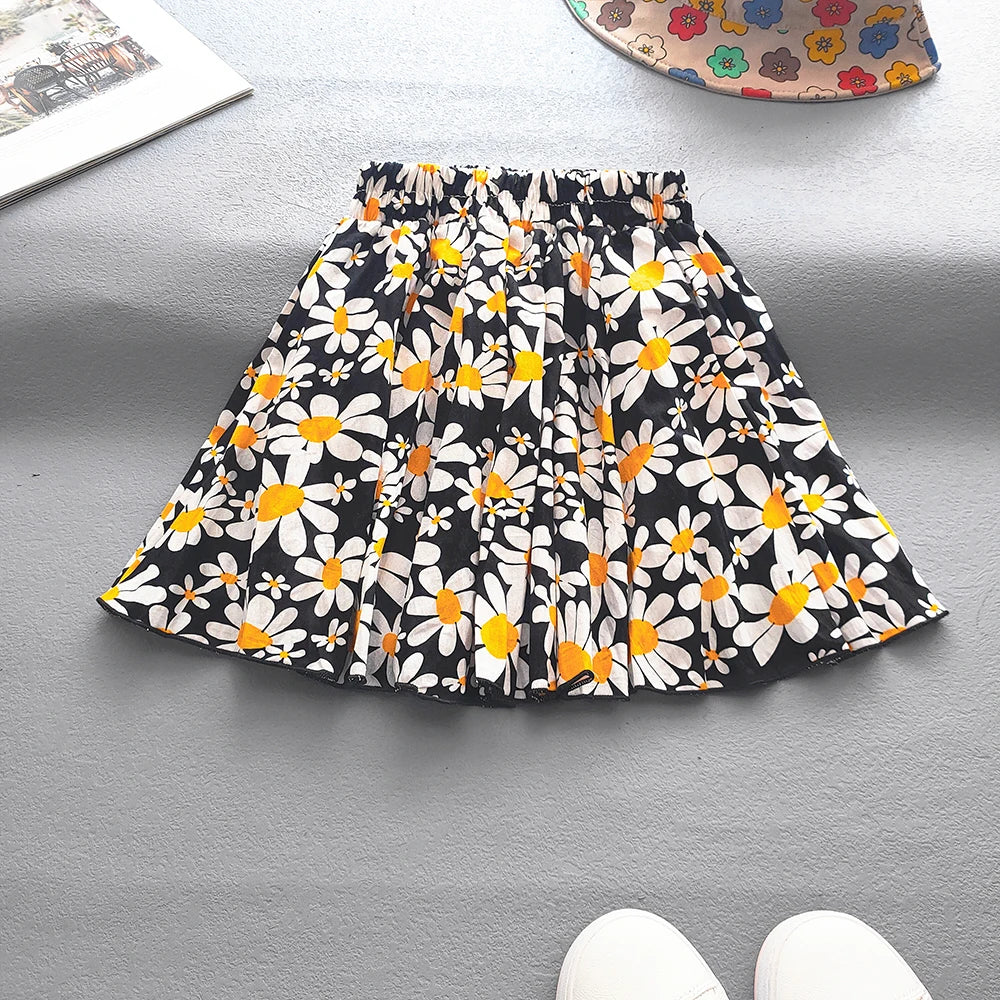 Falda Infantil de Algodón con Estampado Floral