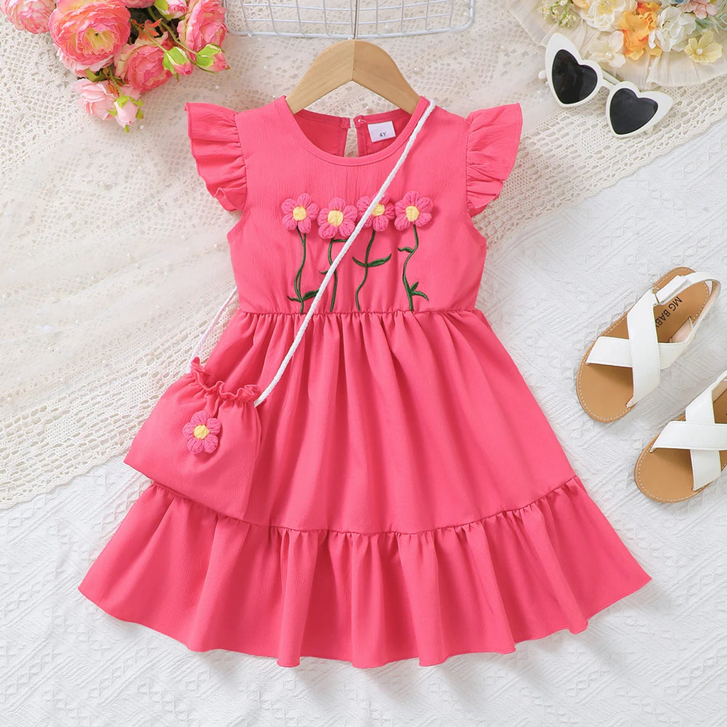 Vestido floral de verano con mini bolso para niña