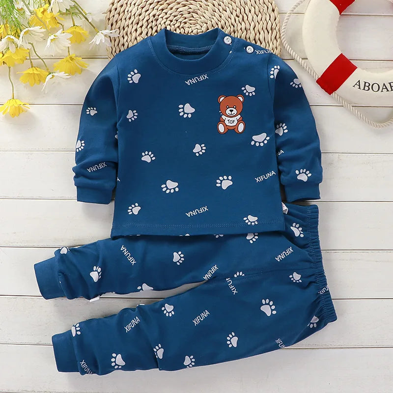 Pijama de otoño de manga larga infantil