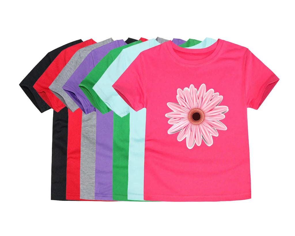Camiseta de Algodón con Estampado Floral para Niña