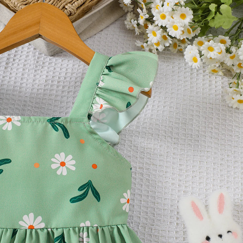 Mangas con volantes del vestido infantil para niña