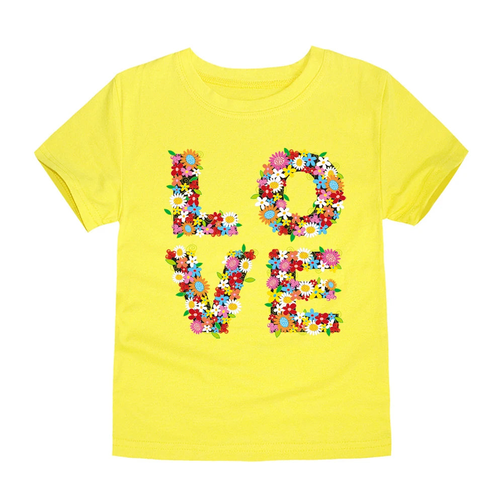 Camiseta de Algodón con Estampado Floral para Niña