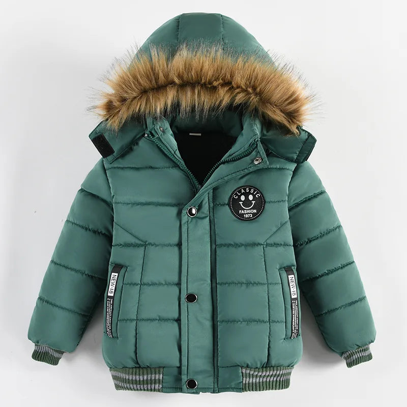 Chaqueta Infantil de Invierno con Capucha y Estampado para Niño