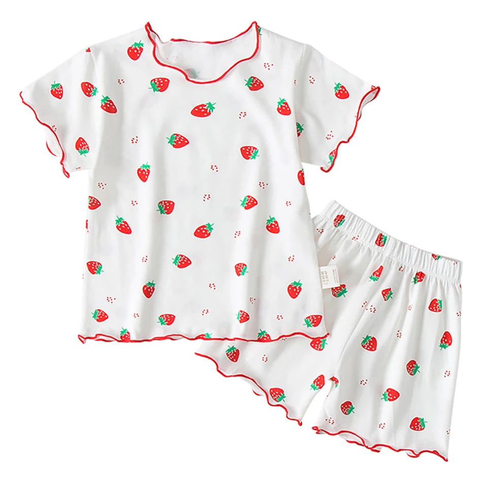 Pijama de Verano de Fresa para Niña